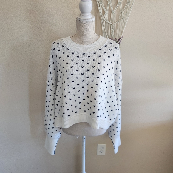Free People Easy Street Patterned Crop Mock Pullover Sweater Size Large NWT - Picture 2 of 11